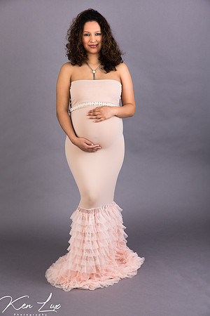 Maternity Portrait Pink Dress Front