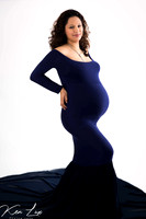 Maternity Portrait Dark Blue Dress